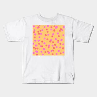 Orange pink red watercolor polka dots art Kids T-Shirt